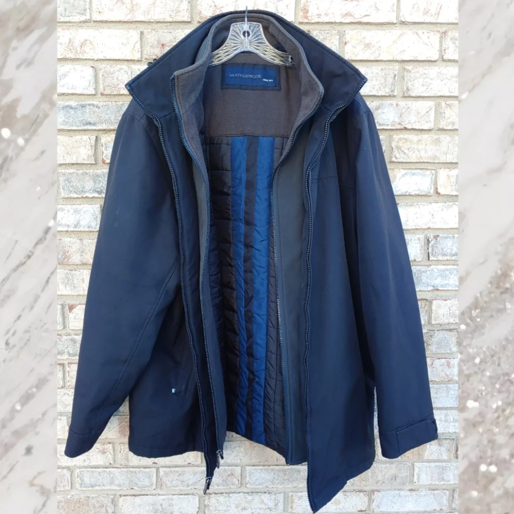 *Weather Ready* Weatherproof Men's Water Resistant Jacket w/Hood Black XL - Picture 4 of 6